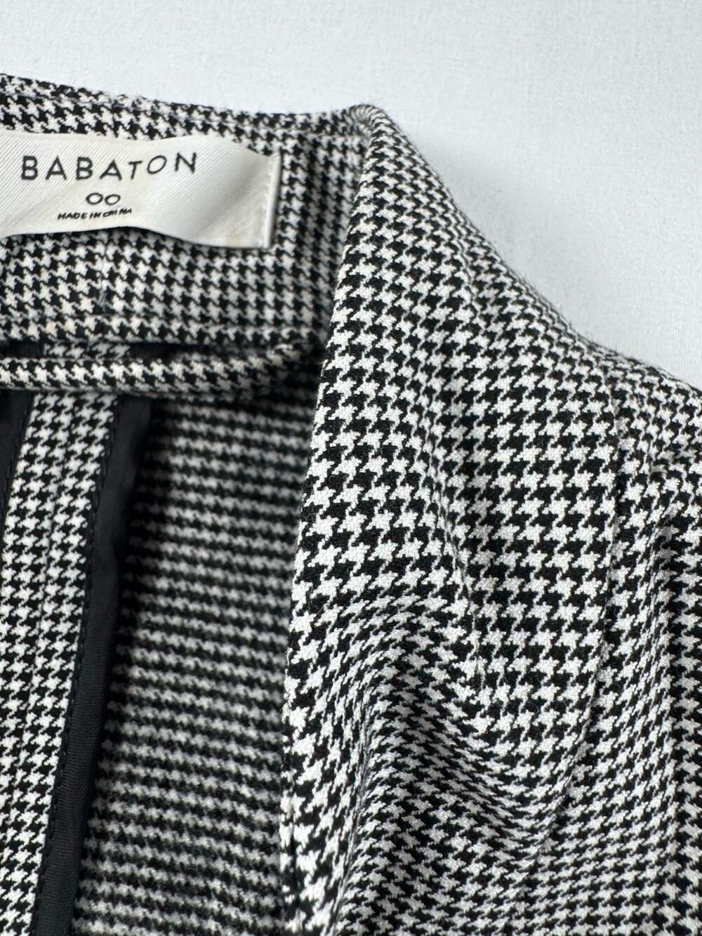 Aritzia BABATON Power Blazer Size 00 XXS Houndstooth Jacket 3/4 Sleeve